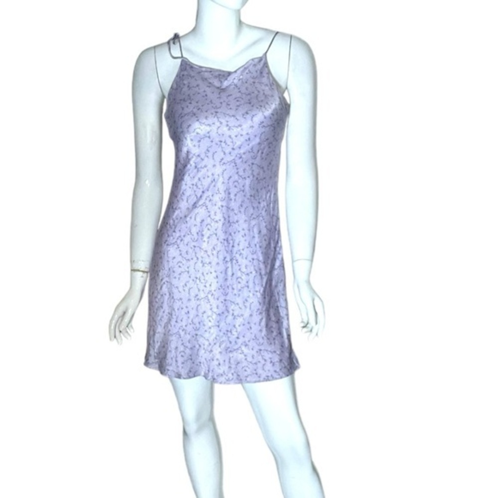 Zara straps slip purple ditsy floral spaghetti dress medium satin